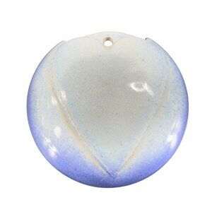 Hand Crafted Stoneware Pottery Wall Pocket Vase Blue Heart Shaped Vessel Decor